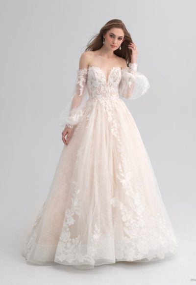 Strapless Ball Gown Wedding Dress With Detachable Tulle Long Sleeves by Disney Fairy Tale Weddings Platinum Collection