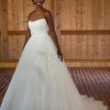 Strapless Tulle Ballgown Wedding Dress With 3D Floral Accents by Essense of Australia - Image 1