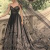 Black Floral A-line Wedding Dress With V-neckline And Spaghetti Straps by Maggie Sottero - Image 1