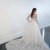 Long Sleeve A-line Wedding Dress With 3D Floral Embroidery by Martina Liana - Image 2