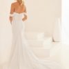 Crepe Fit And Flare Wedding Dress With Detachable Off The Shoulder Sleeves by Mikaella - Image 2