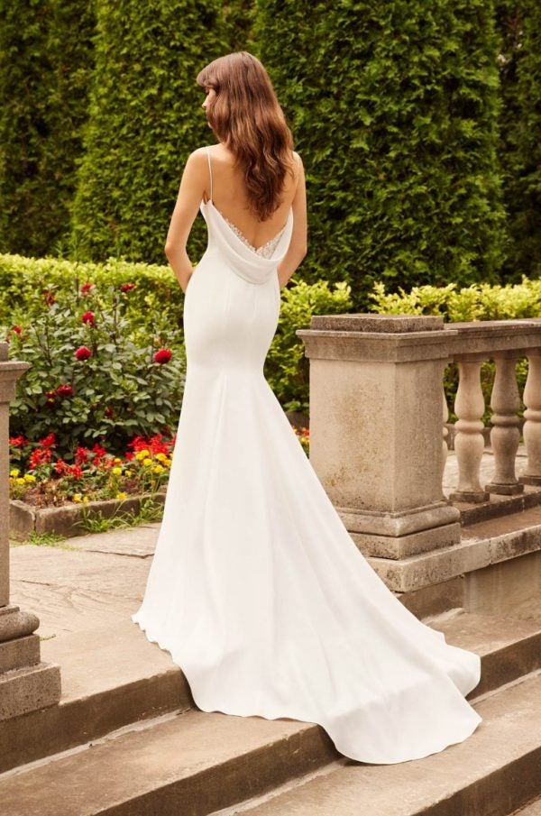 Fit And Flare Wedding Dress With Spaghetti Straps And Open Back by Paloma Blanca - Image 2