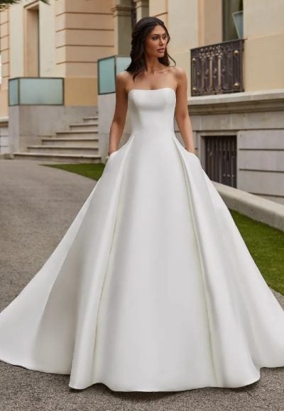 Strapless Ballgown Wedding Dress With Detachable Lace Jacket by Pronovias