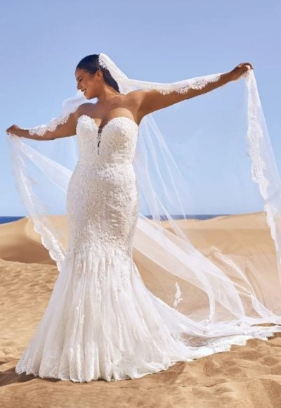 Strapless Lace Mermaid Wedding Dress by Pronovias