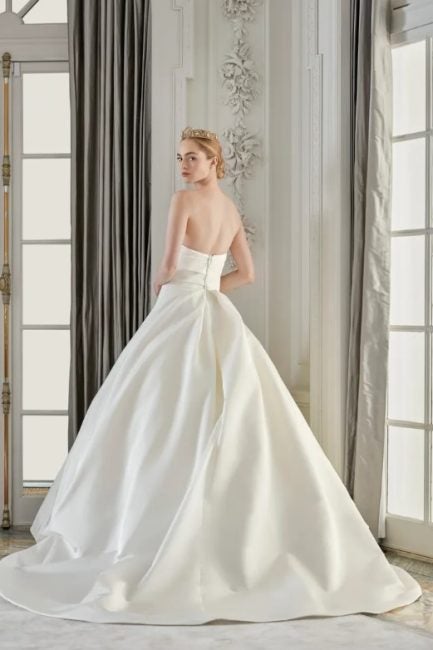 Strapless V-neckline Ballgown Wedding Dress With Pleated Bodice ...