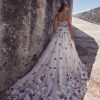 Strapless Ball Gown Wedding Dress With Colorful 3D Floral Lace by Calla Blanche - Image 2