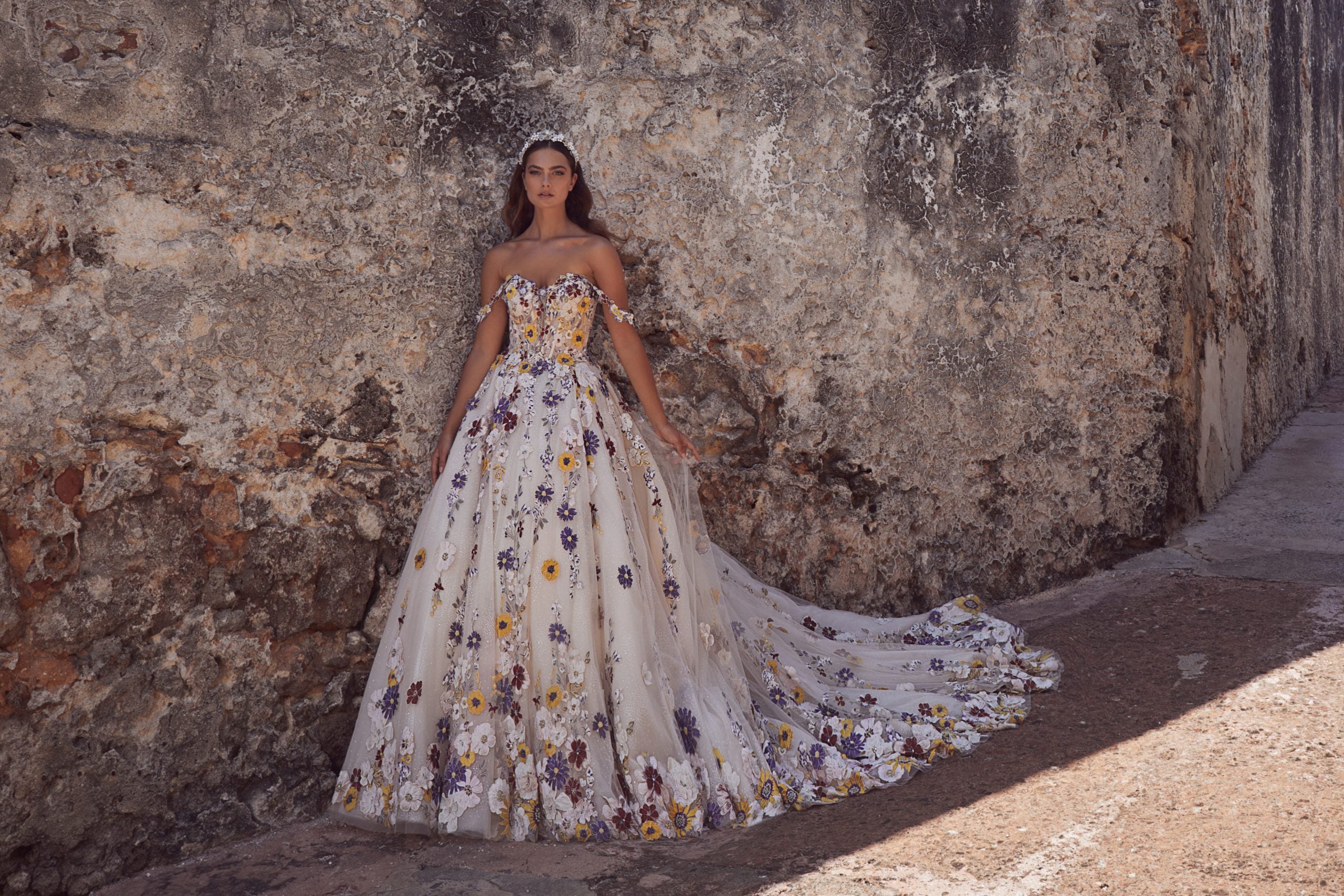 floral wedding dresses with color