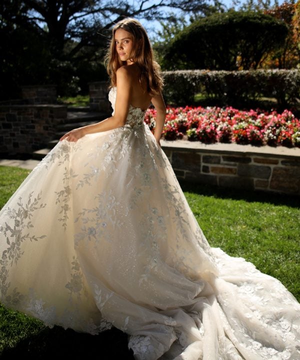 Strapless Ball Gown Wedding Dress With Beaded Lace And Sparkle Tulle by Eve of Milady - Image 2