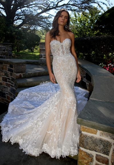 Strapless Lace Mermaid Wedding Dress With Sweetheart Neckline by Eve of Milady