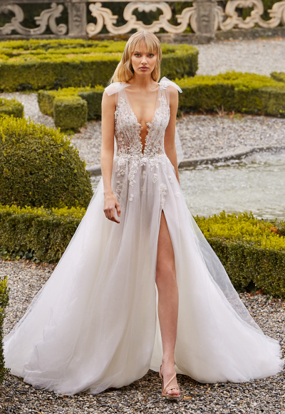 Sleeveless A-line Wedding Dress With Lace Bodice And Tulle Skirt by Ines by Ines Di Santo