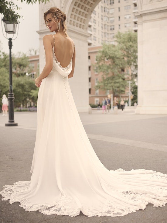 Chiffon A-line Wedding Dress With Lace Back Details by Maggie Sottero - Image 2