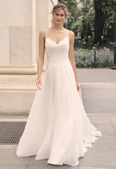 Chiffon A-line Wedding Dress With Lace Back Details by Maggie Sottero