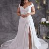 Off The Shoulder A-line Wedding Dress With Front Slit by Maggie Sottero - Image 1