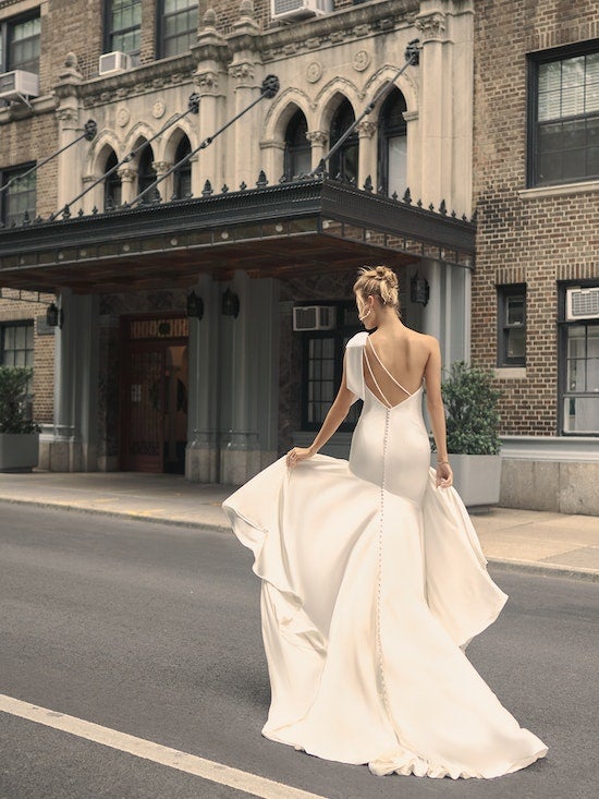 One Shoulder Fit And Flare Wedding Dress With Open Back by Maggie Sottero - Image 2