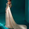 Gold Mermaid Wedding Dress With Pleated Bodice And Detachable Train by Pronovias - Image 2