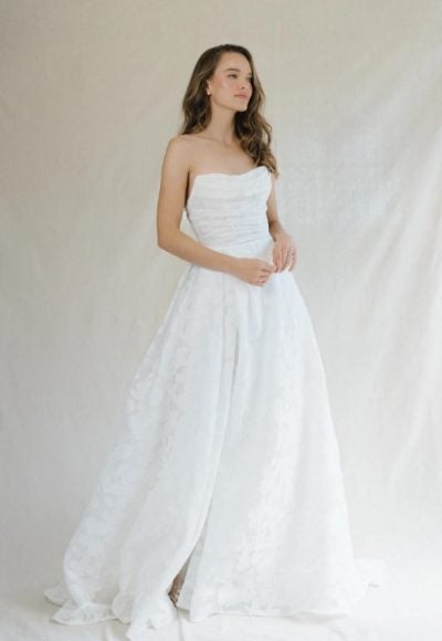 Strapless A-line Wedding Dress With Pleated Skirt by Anne Barge