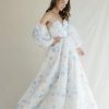 Strapless Watercolor Print Ball Gown Wedding Dress by Anne Barge - Image 1