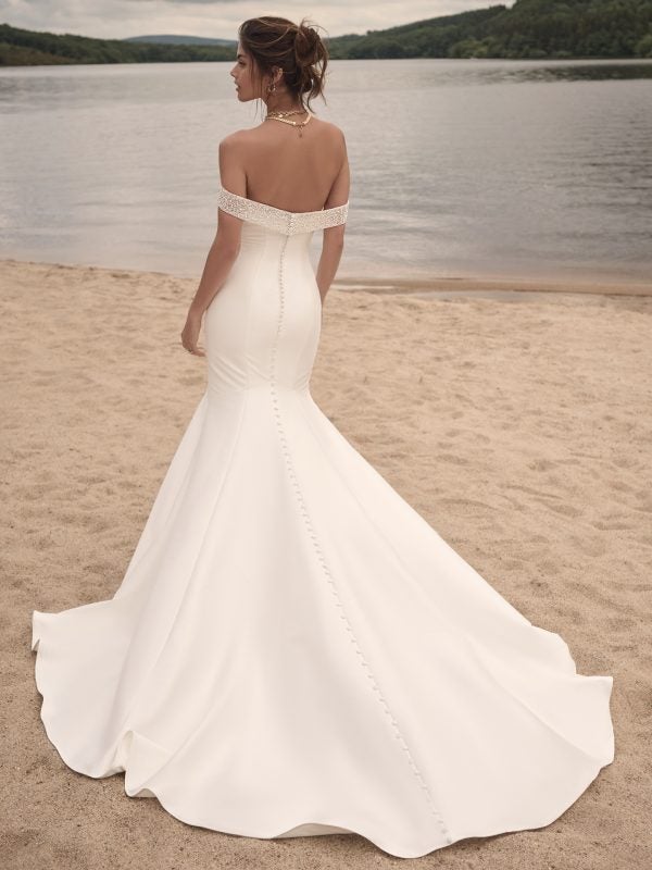 Fit And Flare Wedding Dress With Beaded Off The Shoulder Straps by Maggie Sottero - Image 2