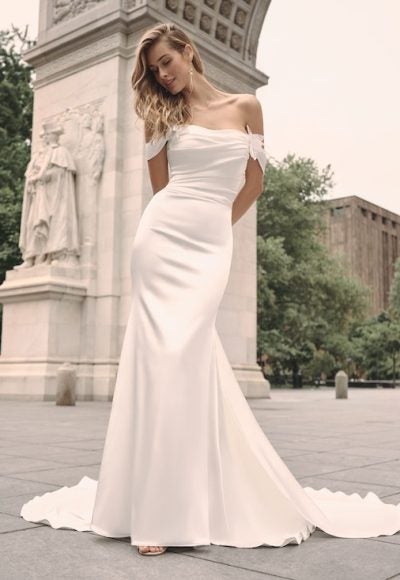 Off The Shoulder Fit And Flare Wedding Dress by Maggie Sottero