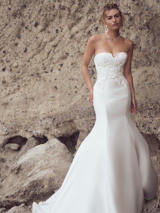 Strapless Fit And Flare Wedding Dress With Beaded Embroidery Bodice by Maggie Sottero - Image 1