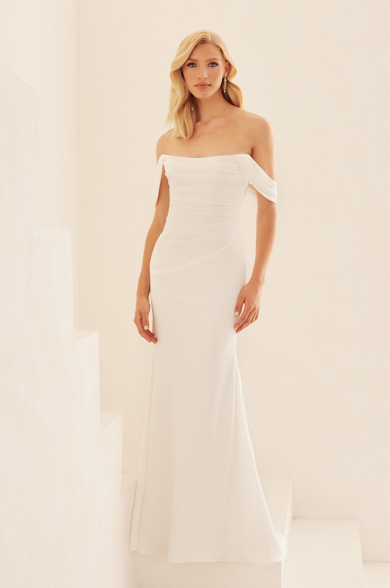 Fit And Flare Wedding Dress With Detachable Off The Shoulder