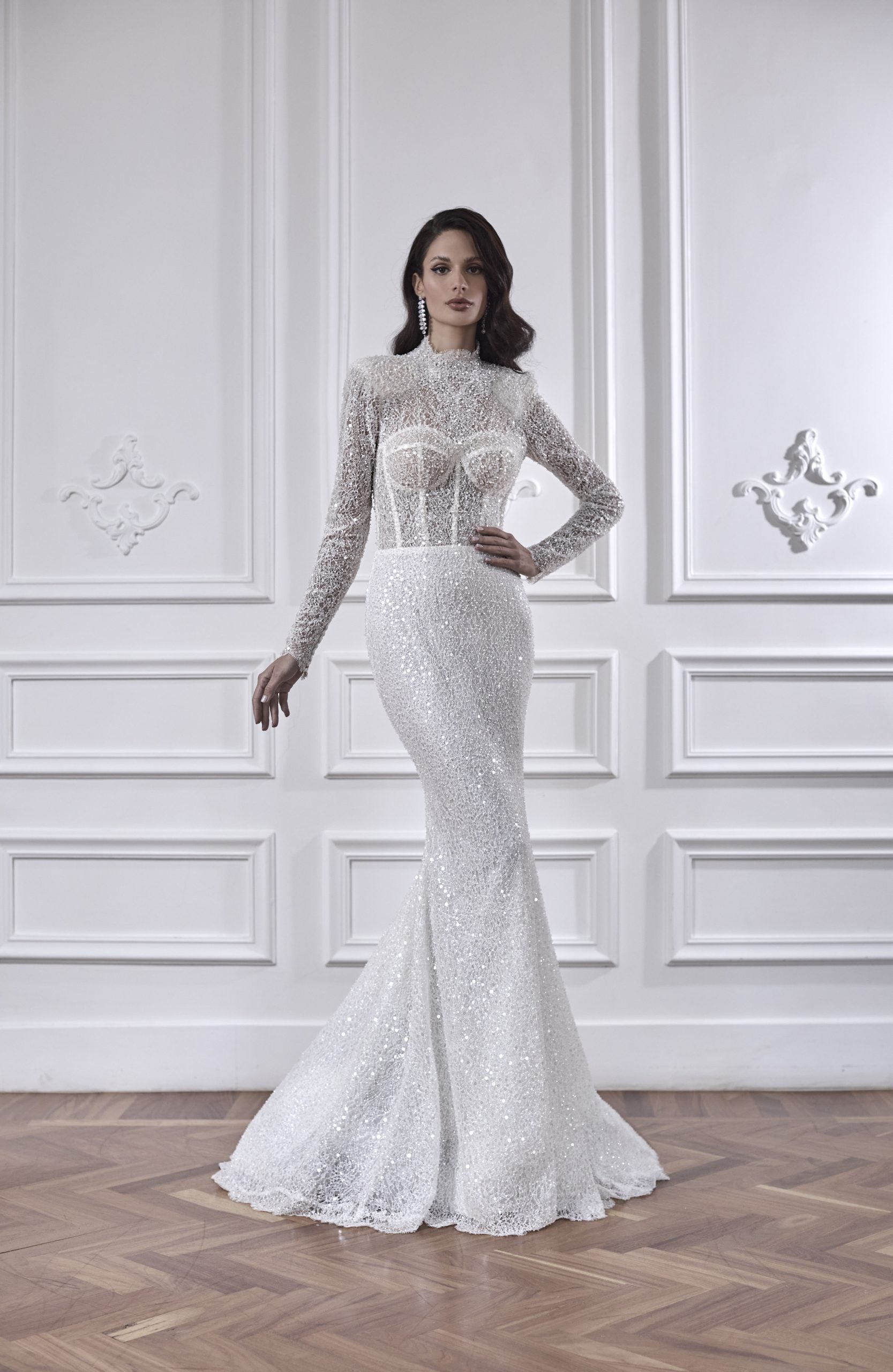 Long Sleeve Fit And Flare Wedding Dress With Detachable Overskirt by Maison Signore - Image 2