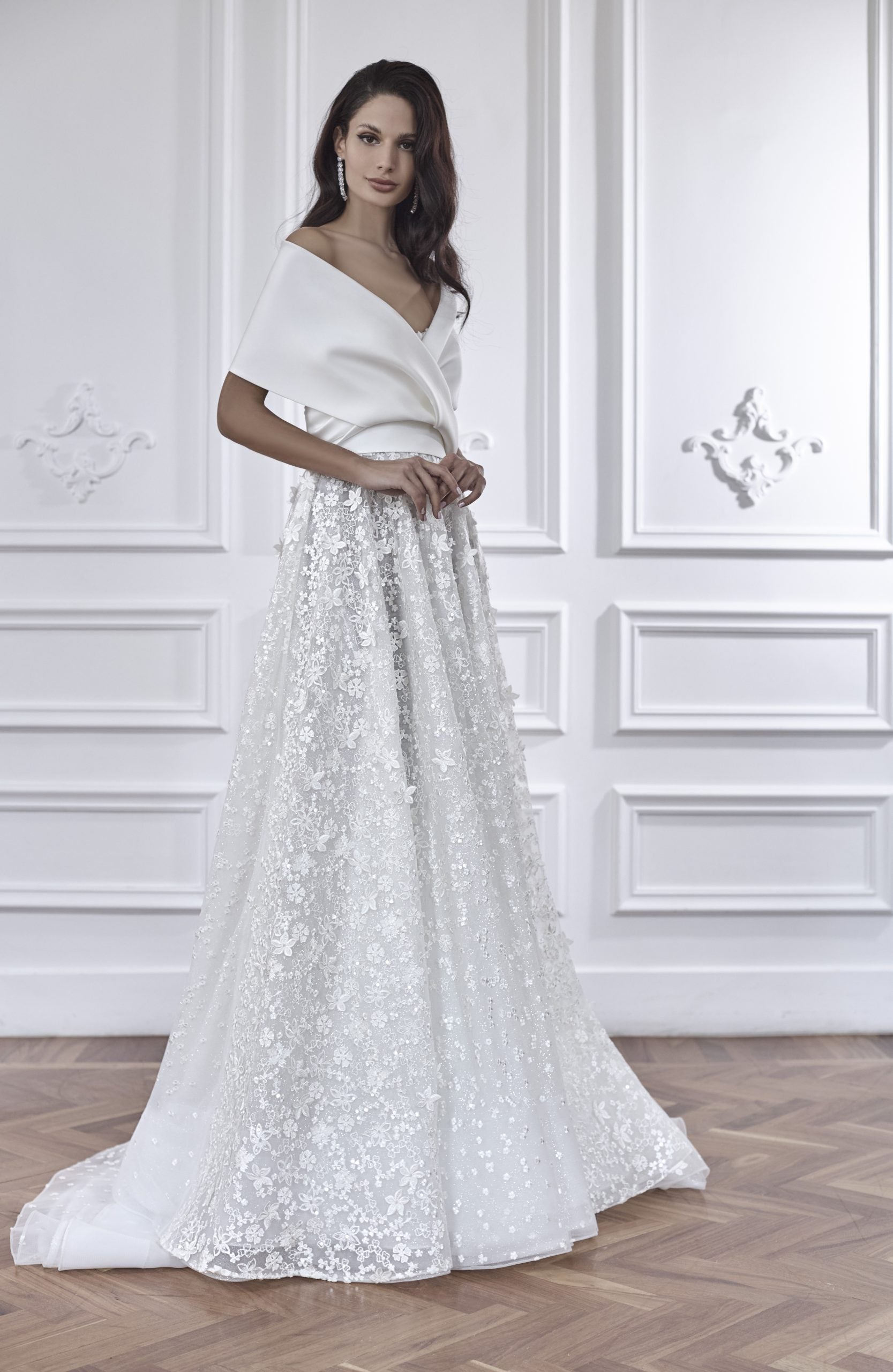 Strapless A-line Wedding Dress With 3D Floral Embroidery by Maison Signore - Image 3