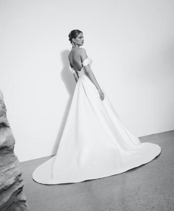 Off The Shoulder Ball Gown Wedding Dress With Open Back by Alyne by Rita Vinieris - Image 2