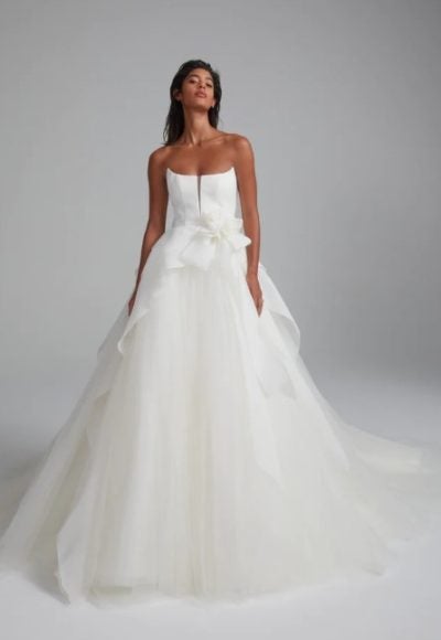 Strapless Ball Gown Wedding Dress With Tulle Skirt by Amsale