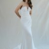 Strapless V-neck Fit And Flare Wedding Dress With Draped Bodice by Anne Barge - Image 1