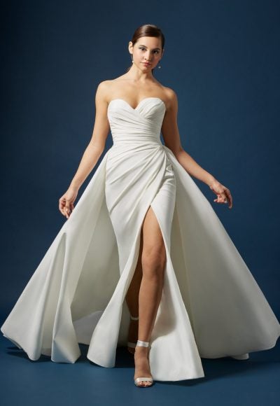 Strapless Fit And Flare Wedding Dress With Detachable Overskirt by Lazaro