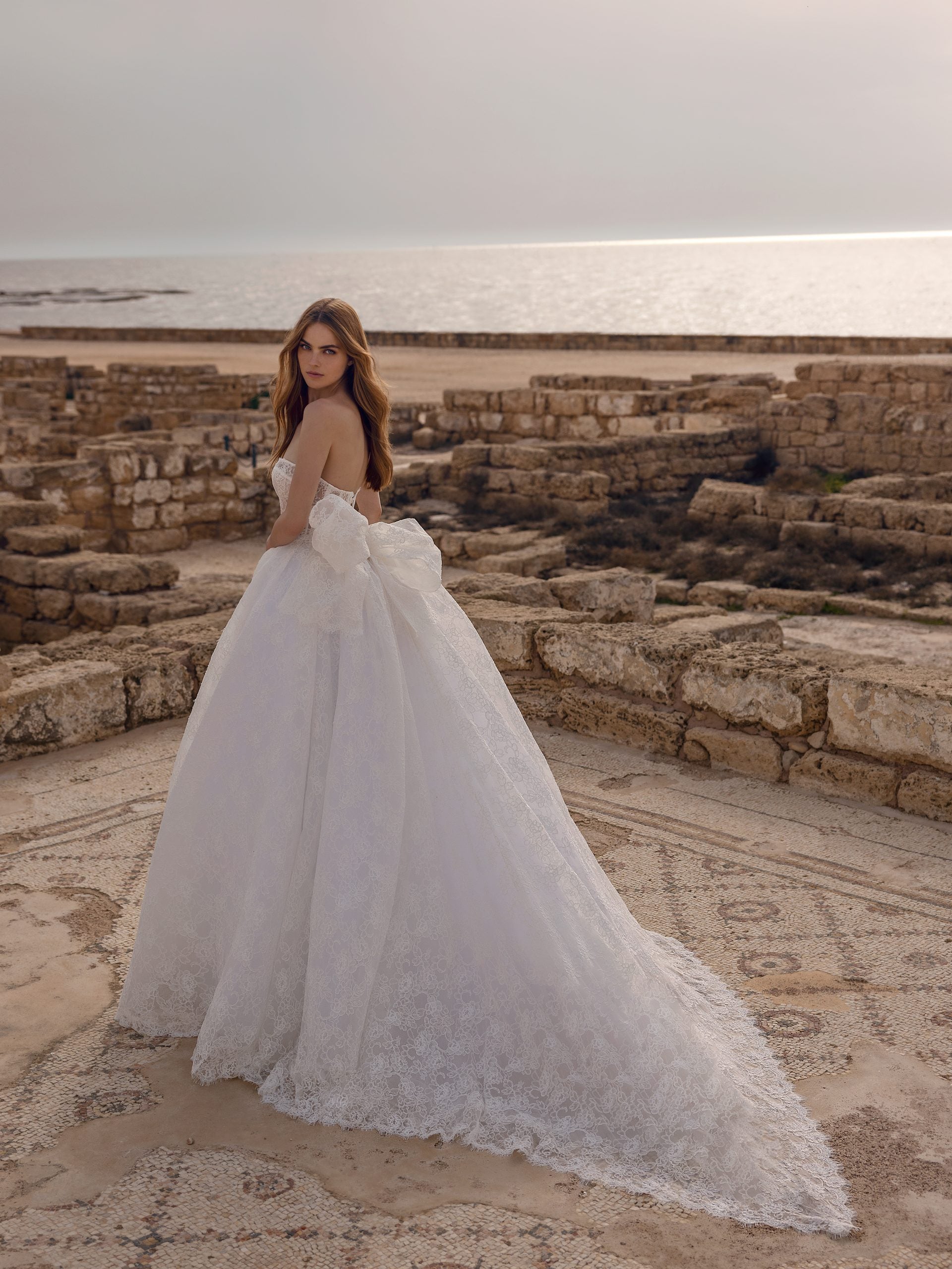 Lace Strapless Ball Gown Wedding Dress With Bow by Love by Pnina Tornai - Image 2