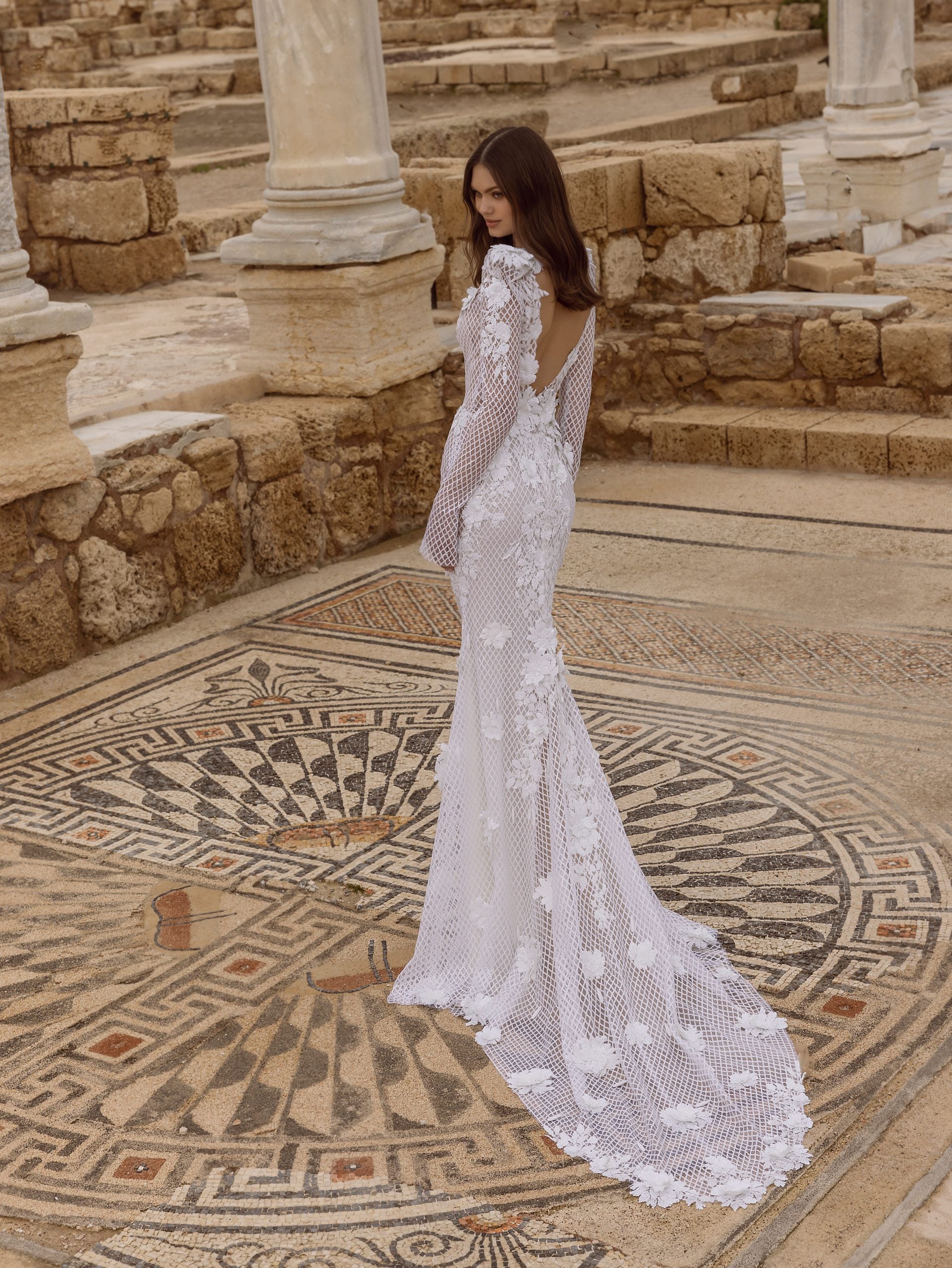 Long Sleeve Fit And Flare Wedding Dress With Open Back by Love by Pnina Tornai - Image 2