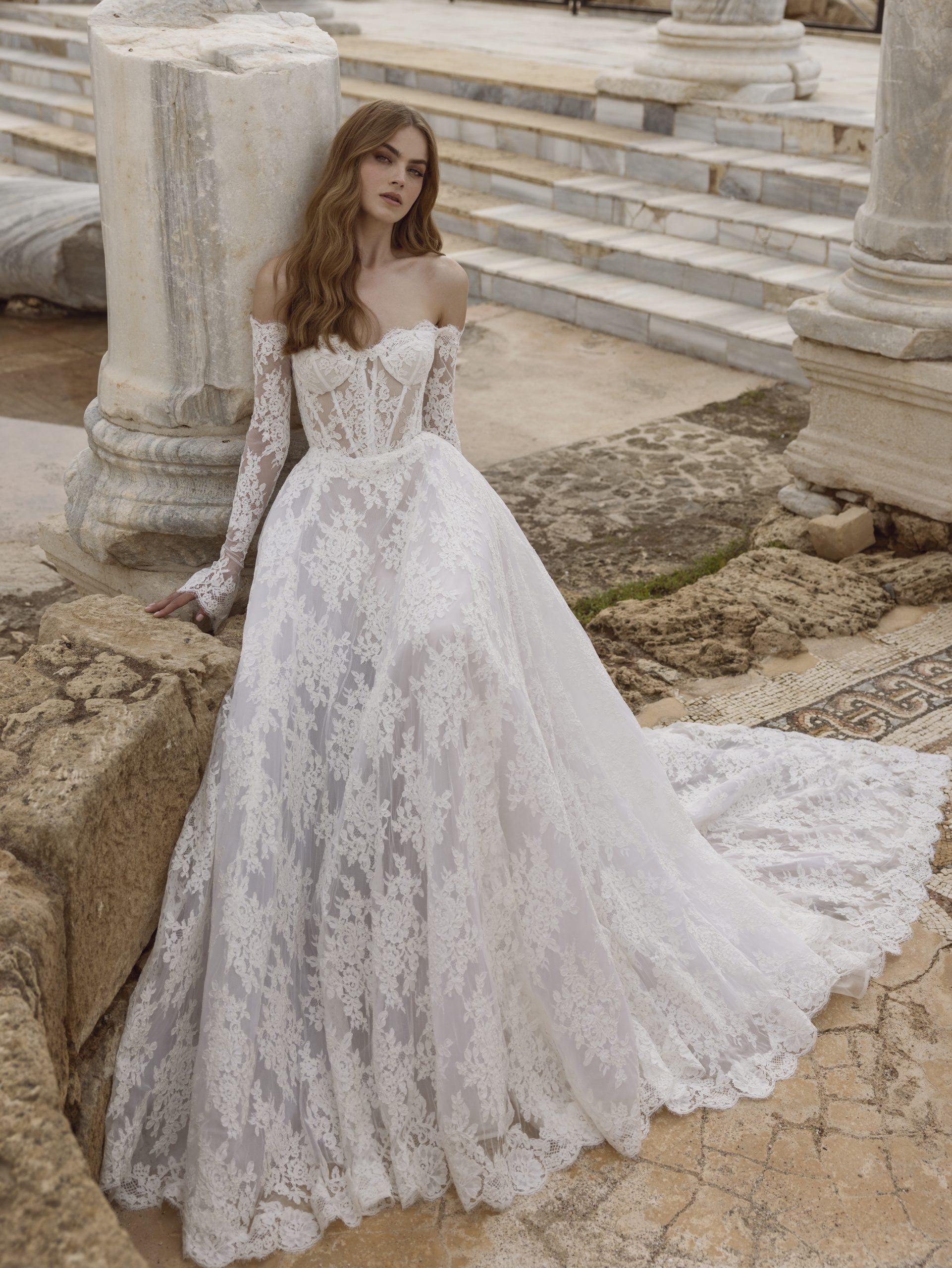Long Sleeve Lace A-line Wedding Dress by Love by Pnina Tornai