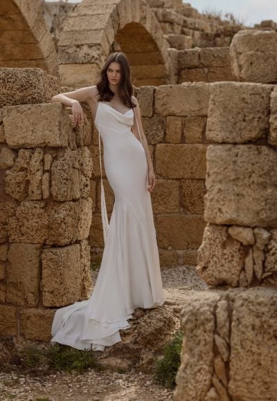 Spaghetti Strap Fit And Flare Wedding Dress With Open Back by Love by Pnina Tornai