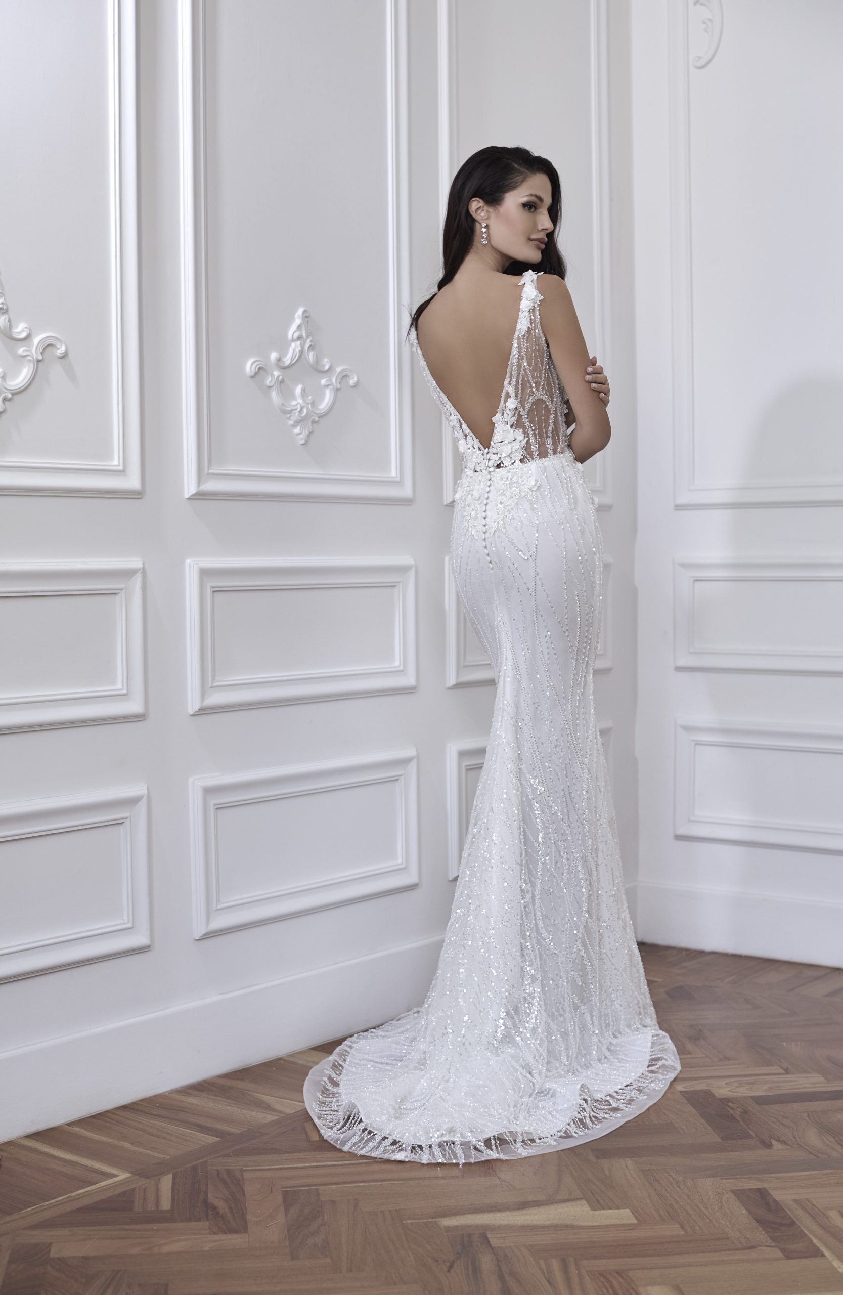 Sleeveless Beaded Fit And Flare Wedding Dress With Open Back by Maison Signore - Image 2