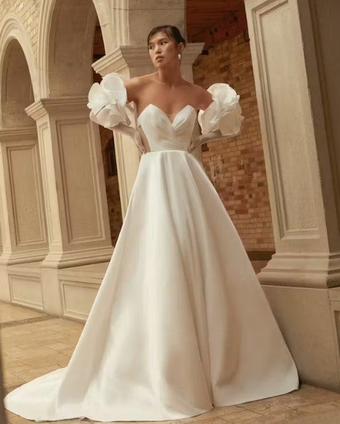 Strapless Ball Gown Wedding Dress With Detachable Sleeves by Rivini