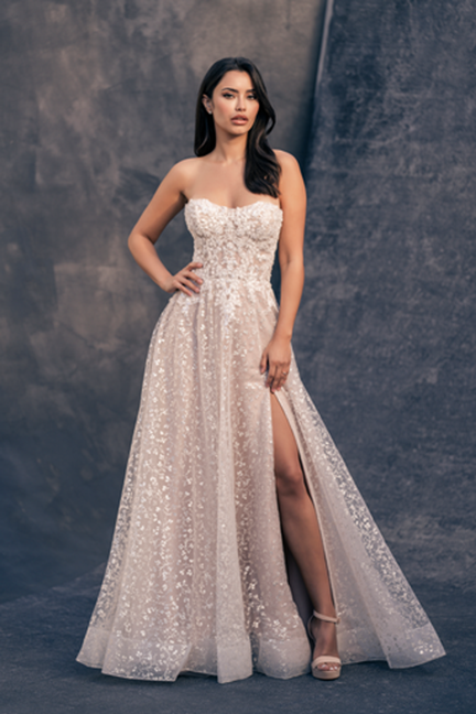 A-line Wedding Dress With Sparkle And Beaded Lace by Allure Bridals