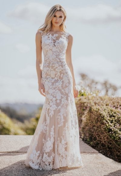 Lace Sheath Wedding Dress With Illusion by Allure Bridals