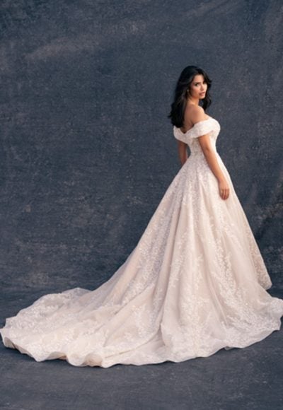 Off-The-Shoulder Shimmering Floral Ball Gown by Allure Bridals - Image 2