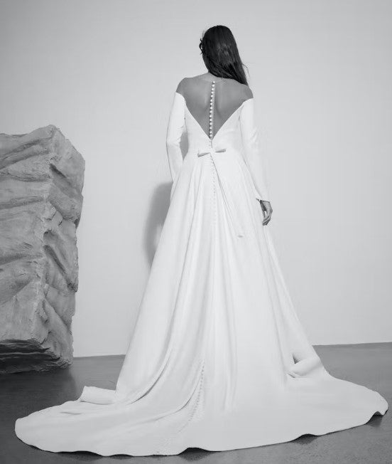 Long Sleeve Ball Gown Wedding Dress With Illusion Back And Bow by Alyne by Rita Vinieris - Image 2