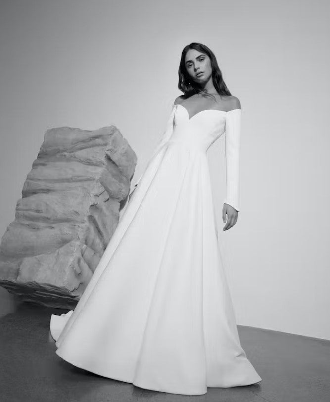 Long Sleeve Ball Gown Wedding Dress With Illusion Back And Bow by Alyne by Rita Vinieris - Image 1