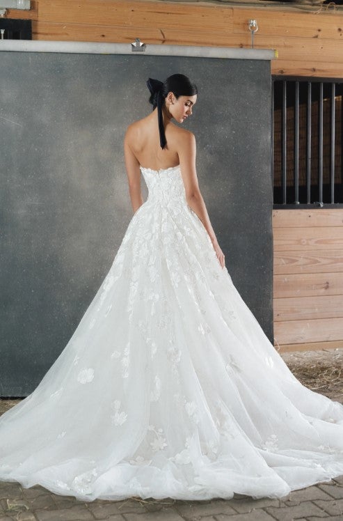Strapless Floral Embroidered Ball Gown Wedding Dress by Anne Barge - Image 2