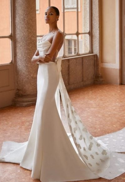 Strapless Fit And Flare Wedding Dress With Illusion Back by Ines by Ines Di Santo