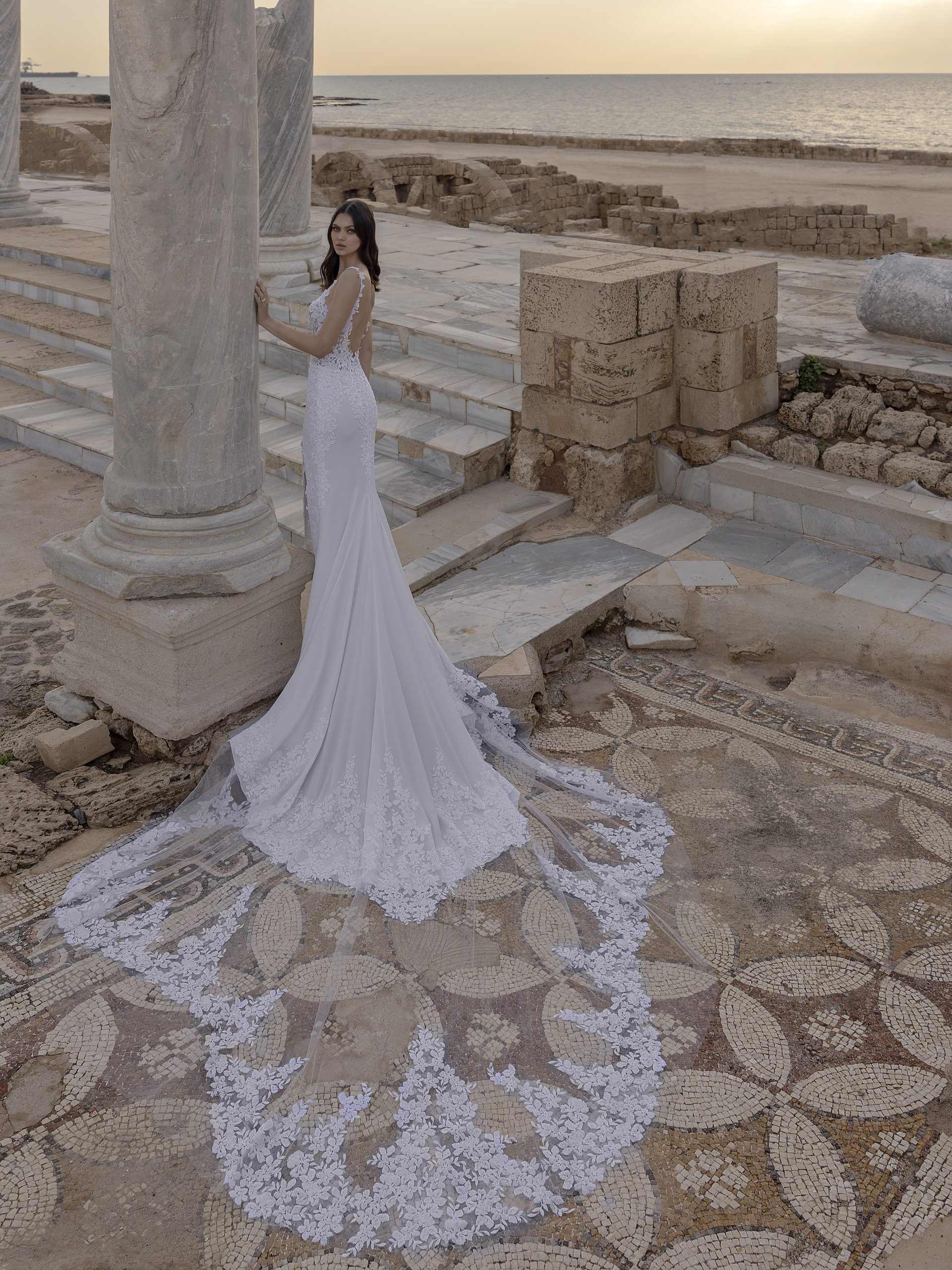 Sleeveless Fit And Flare Wedding Dress With Lace Train by Love by Pnina Tornai - Image 2