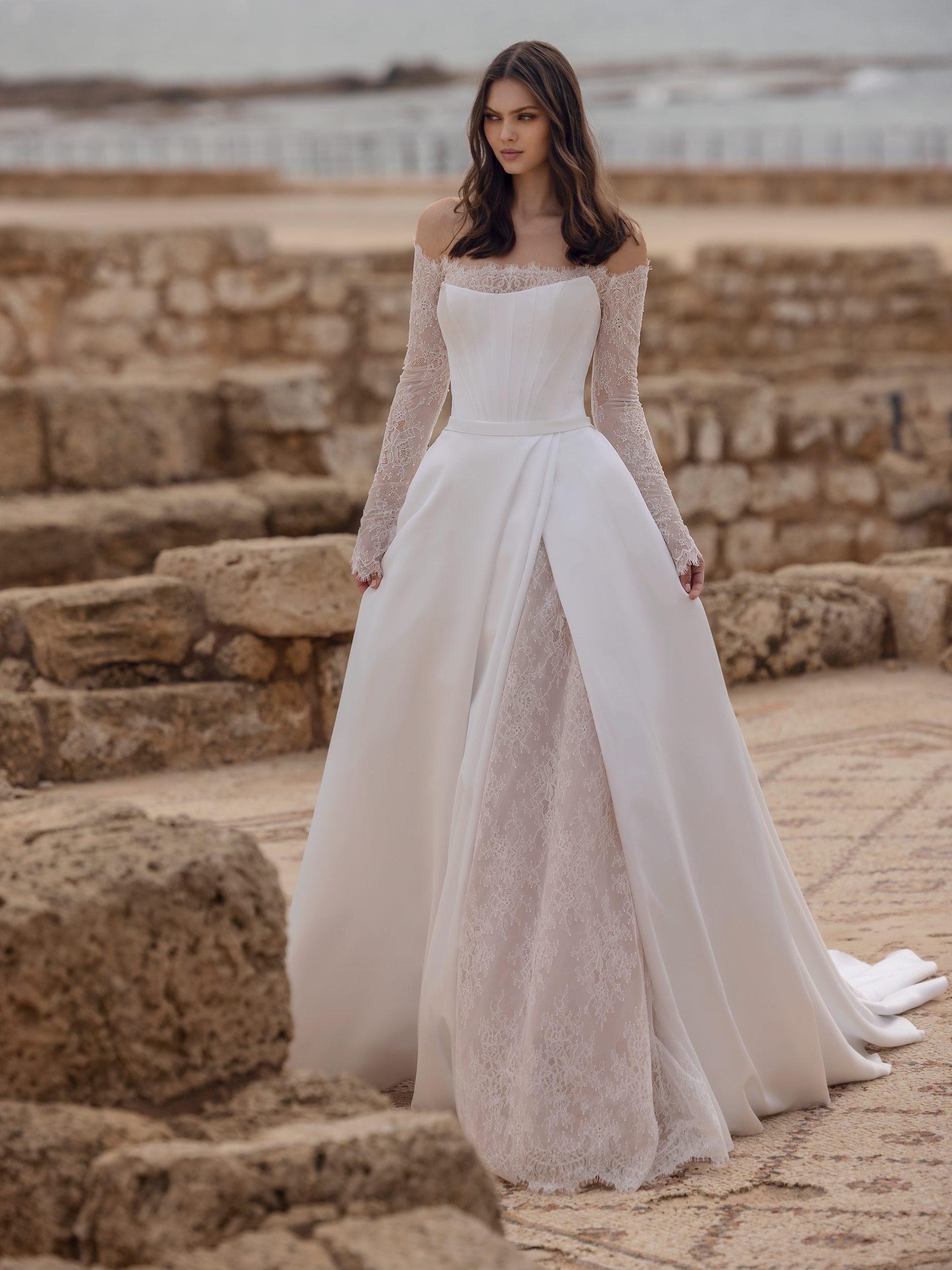 Strapless A-line Wedding Dress With Lace Underlayer by Love by Pnina Tornai