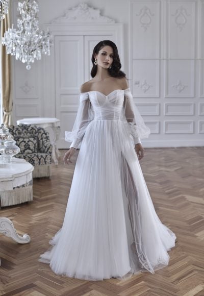 A-line Wedding Dress With Off The Shoulder Long Sleeves by Maison Signore