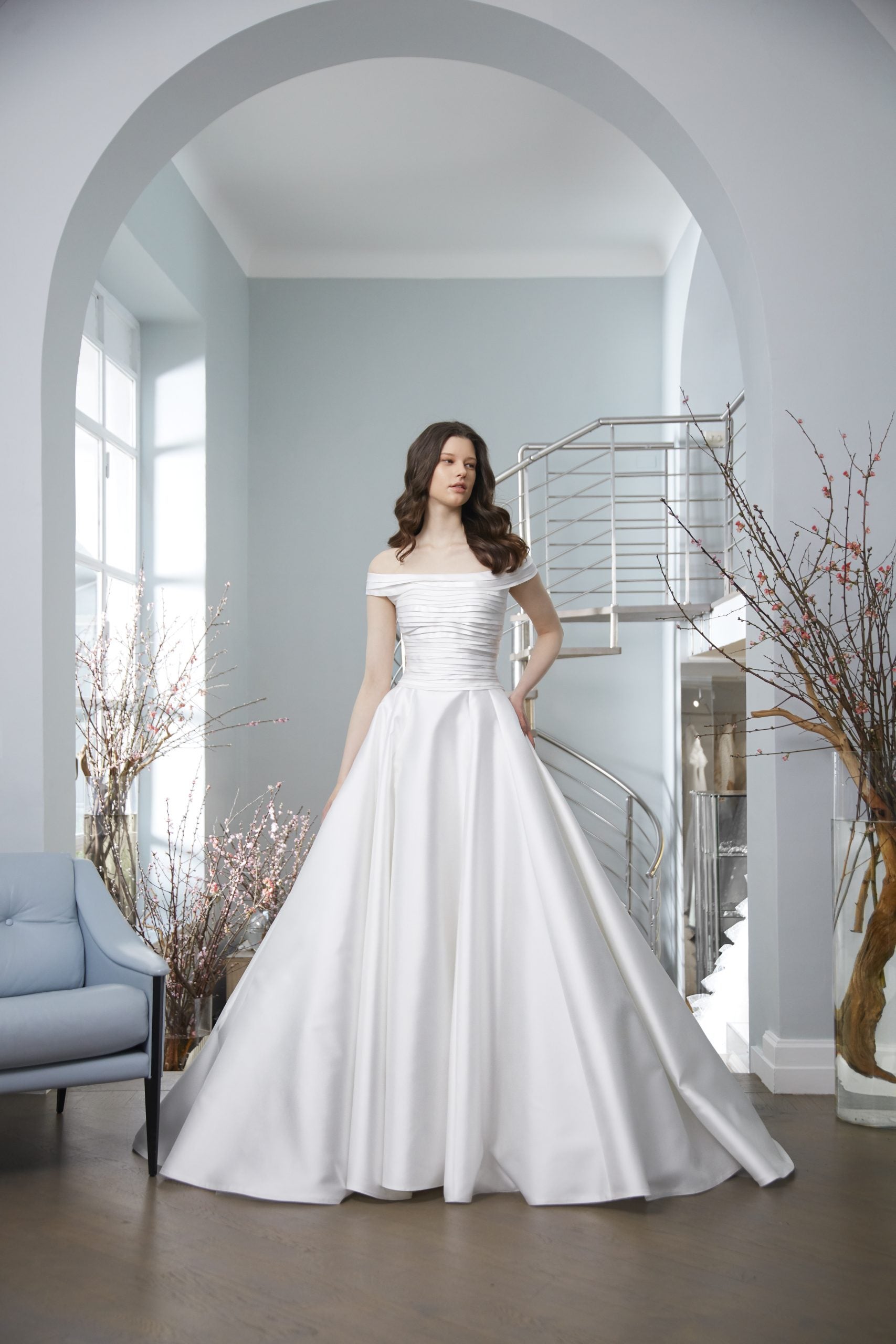 Off The Shoulder Ball Gown Wedding Dress by Peter Langner - Image 1