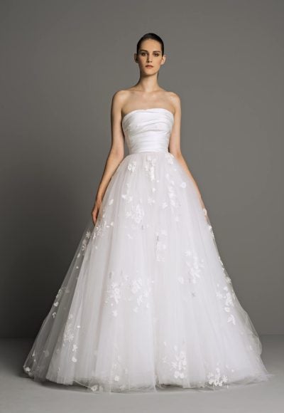 Strapless Ball Gown Wedding Dress With Tulle Skirt by Peter Langner