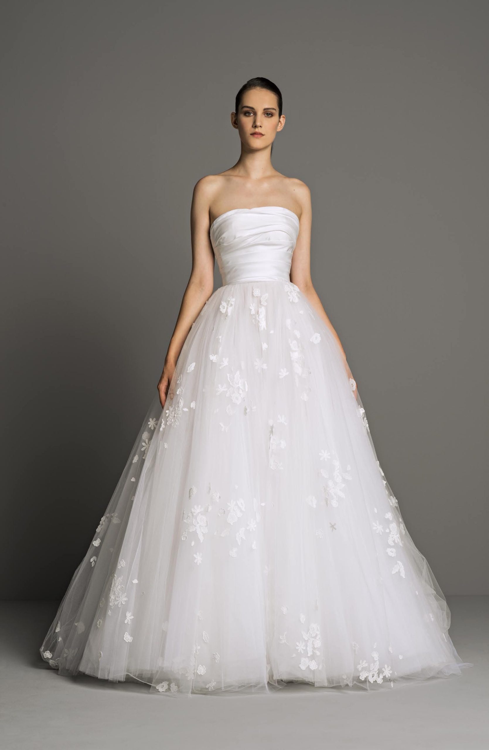 Strapless Ball Gown Wedding Dress With Tulle Skirt by Peter Langner - Image 1